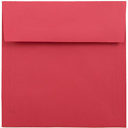 JAM Paper® Color Square Invitation Envelopes, 6" x 6", Gummed Seal, Red, Pack Of 25 Envelopes