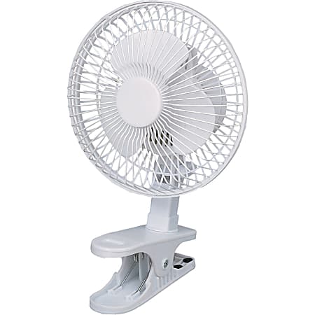 Optimus 6" Personal Clip-on Fan - 152.4 mm Diameter - 2 Speed - Safety Grill, Quiet, Adjustable Tilt Head, Adjustable Angle, Clip-on - Rubber - White