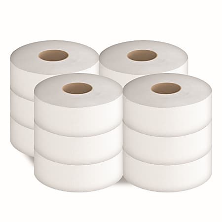 Cascades PRO Select Jumbo Roll 1-Ply Bathroom Tissue, 2000’, 100% Recycled, White, Pack Of 12 Rolls