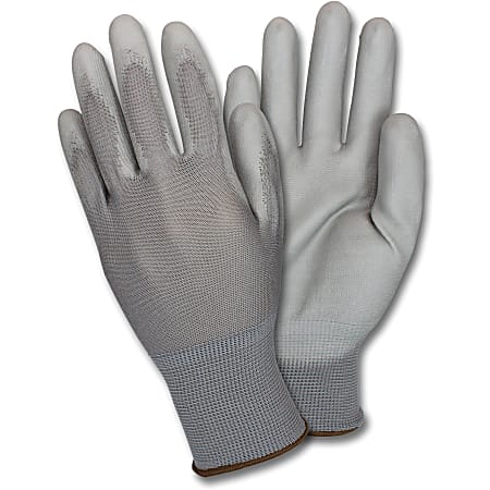 Safety Zone Poly Coated Knit Gloves - Polyurethane Coating - X-Large Size - Gray - Flexible, Comfortable, Breathable, Lightweight, Knitted - For Industrial, Maintenance, Transportation, Warehouse, Construction, Assembling, Gardening - 1 Dozen