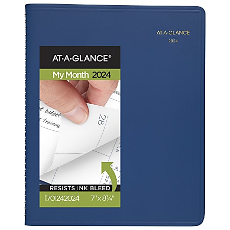 2024 AT-A-GLANCE® Fashion Monthly Planner, 7" x 8-3/4", Blue, January To December 2024, 7012420