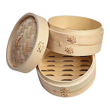 JADE TEMPLE  Steamer-Set, Bambus 2 Körbe+1 Deckel, Geschenkbox 1 Set