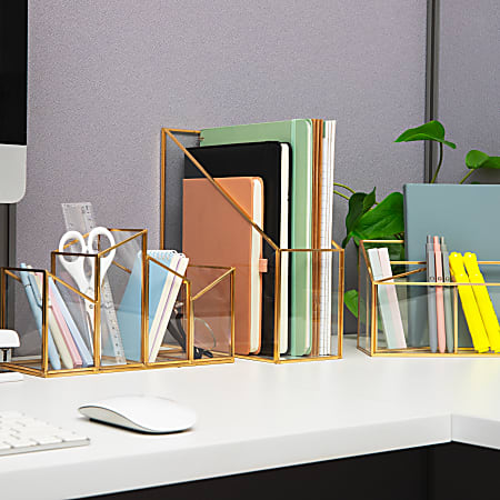 Mind Reader Vertical Glass File Holder 11 H x 9 12 W x 4 D ClearCopper ...