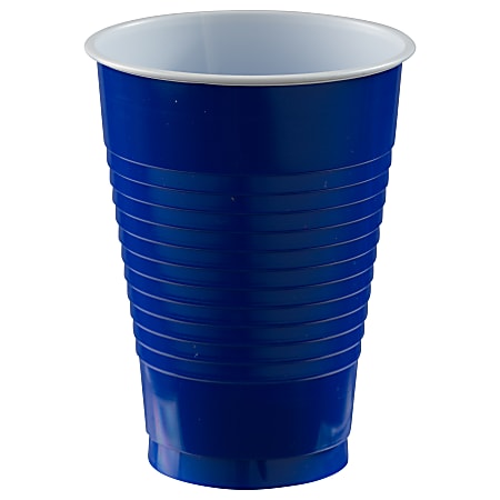 Amscan 436811 Plastic Cups, 12 Oz, Bright Royal Blue, 50 Cups Per Pack, Case Of 3 Packs