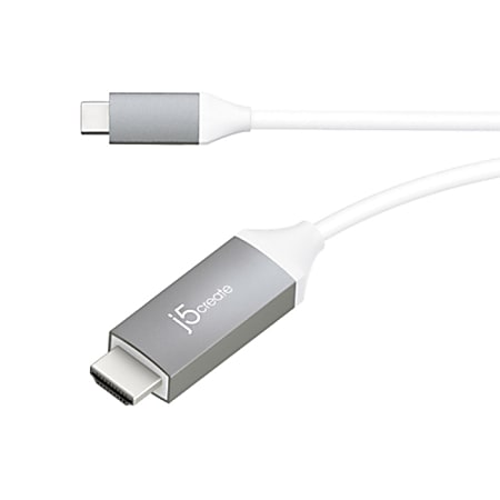 j5create USB Type-C-To-4K HDMI Cable, 75.25", Gray, JCC153G