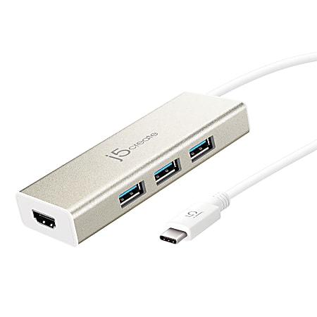 j5create USB 3.1 Type-C 3-Port Hub, Silver, JCH451