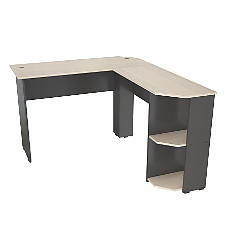 Inval Merlin 48 W L Shaped Corner Desk Dark GrayMaple Office Depot