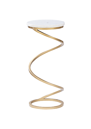 Powell Thayer Metal Drink Side Table, 23-3/4"H x 10-1/2"W x 10-1/2"D, White/Gold