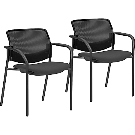 Lorell® Mesh Back Guest Chairs, Black, Set Of 2