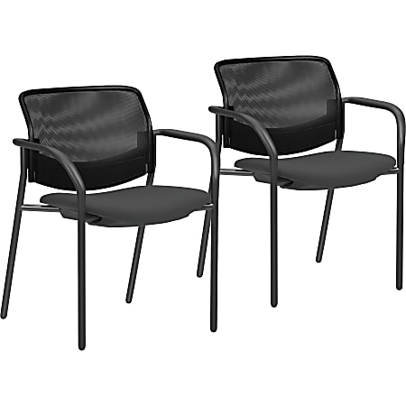 Lorell® Mesh Back Guest Chairs, Black, Set Of