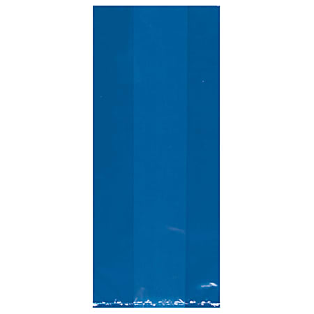Amscan Plastic Treat Bags, Medium, Bright Royal Blue, Pack Of 100 Bags