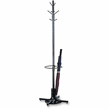 Safco® Metal Costumer With Umbrella Rack, Black