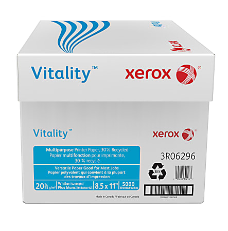 Xerox® Vitality™ Multi-Use Printer & Copy Paper, 10 Reams, White, Letter Size, 5000 Sheets Per Case- 3R06296