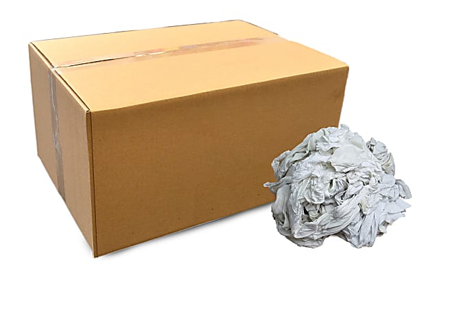 Pro-Clean Basics T-Shirt Rags, 100% Recycled, Mixed White, 50 Lb Box