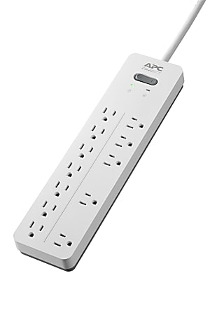 APC® Home Office SurgeArrest 12-Outlet Surge Protector, 6' Cord, White, PH12W
