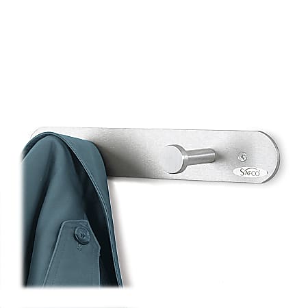 Safco® Rounded Nail-Head Wall Mount Coat Rack, 2"H x 12"W x 2-3/4"D, Silver