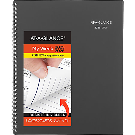 AT-A-GLANCE® DayMinder® Academic 2025-2026 Weekly Monthly Appointment Book Planner, Charcoal, Large, 8 1/2" x 11"