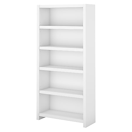 kathy ireland® Office by Bush Business Furniture Echo 5 Shelf Bookcase, Pure White, Premium Installation