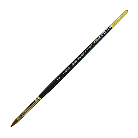 Silver Brush Renaissance Series Short-Handle Paint Brush, 7110S, Size 4, Cat's Tongue, Sable, Multicolor