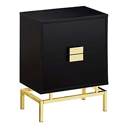 Monarch Specialties Retro 2-Drawer Accent Table, Rectangular, Cappuccino/Gold