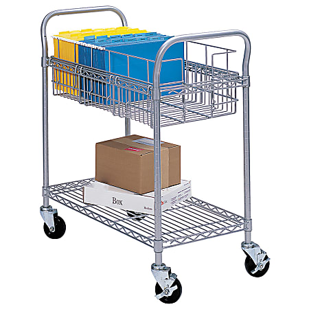 Safco® Wire Mail Cart, 38 1/2"H x 26 3/4"W x 18 3/4"D, Metallic Gray