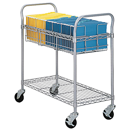 Safco® Wire Mail Cart, 38 1/2"H x 21"W x 42"D, Metallic Gray
