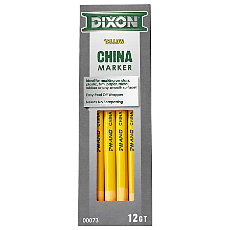 Dixon® Phano® China Markers, Yellow, Box Of 12