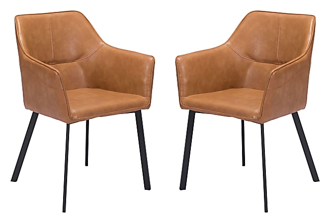 Zuo Modern Loiret Dining Chairs, Brown/Black, Set Of 2 Chairs