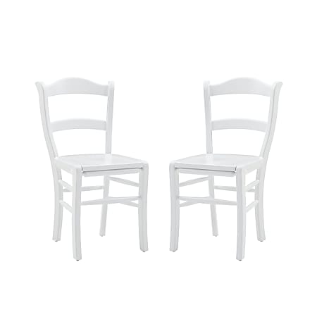 Linon Jaffrey Wood Side Accent Chairs, White, Set