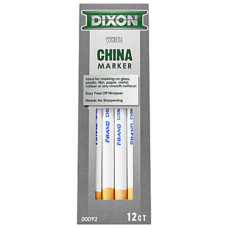 Dixon® Phano® China Markers, White, Presharpened, Pack of