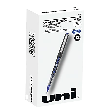 Pack of 12 70530603088 Micro Point 0.5mm Blue Ink 60308 uni-ball Vision Rollerball Pens 