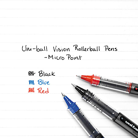 uni ball Vision Rollerball Pens Micro Point 0.5 mm Black Barrel