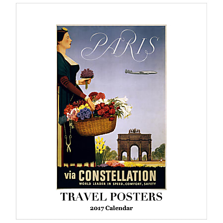 Retrospect Monthly Desk Calendar, 6 1/4" x 5 1/2", Travel Posters, January to December 2017