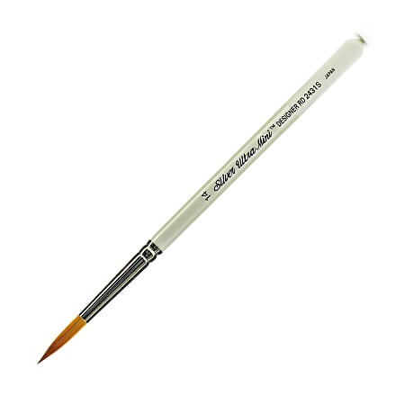 Silver Brush Ultra Mini Series Paint Brush, Size 14, Taklon Filament, Liner Bristle, Pearl White