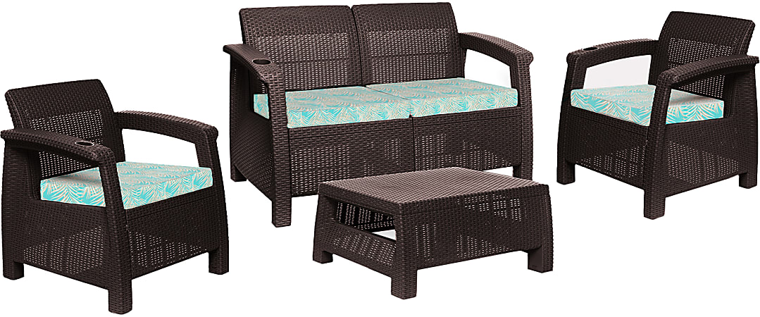 Inval MQ FERRARA 4-Piece Comfort Furniture Set, Espresso/Turquoise