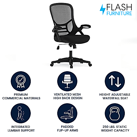 Flash Furniture Porter Ergonomic Mesh High Back Office Chair Black Office Depot