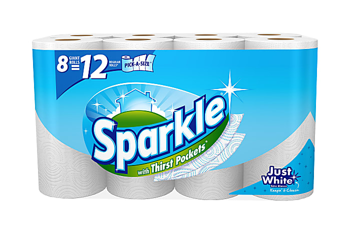 Sparkle® Pick-A-Size® 1-Ply Paper Towels, 102 Sheets Per Roll, Pack Of 8 Rolls
