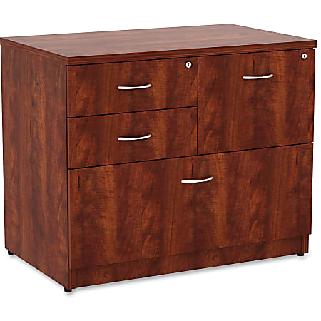 Lorell® Essentials 35-1/2"W x 22"D Lateral 4-Drawer Combo File Cabinet, Cherry