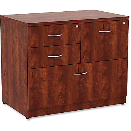 Lorell&reg; Essentials 35-1/2"W x 22"D Lateral 4-Drawer Combo File Cabinet, Cherry