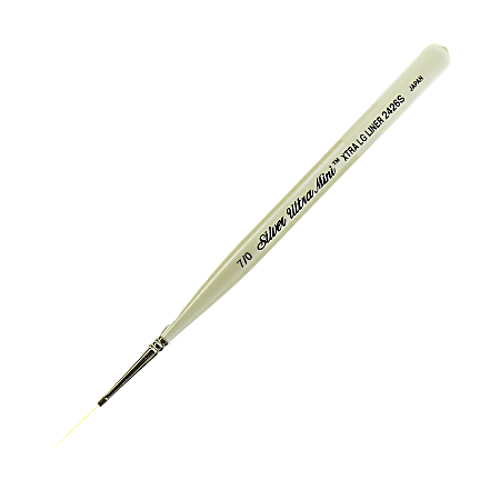 Silver Brush Ultra Mini Series Paint Brush, Size 7, Extra Long Liner, Taklon Filament, Pearl White