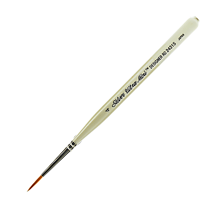 Silver Brush Ultra Mini Series Paint Brush, Size 4, Round Bristle, Taklon Filament, Pearl White