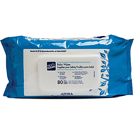 PDI Nice'n Clean Baby Wipes  7.90" Width x 6.60" Length  Blue  80 Pack  12 / Carton