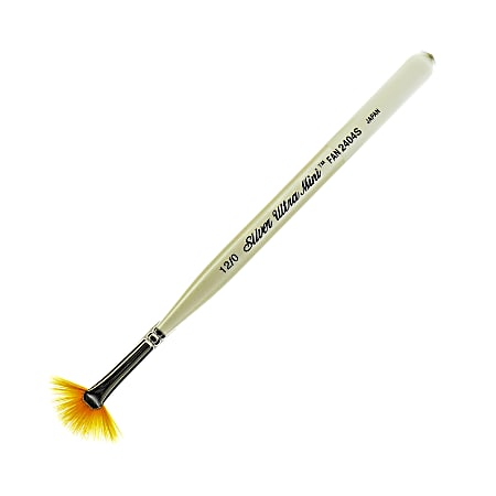 Silver Brush Ultra Mini Series Paint Brush, Size 12, Fan, Taklon Filament, Pearl White