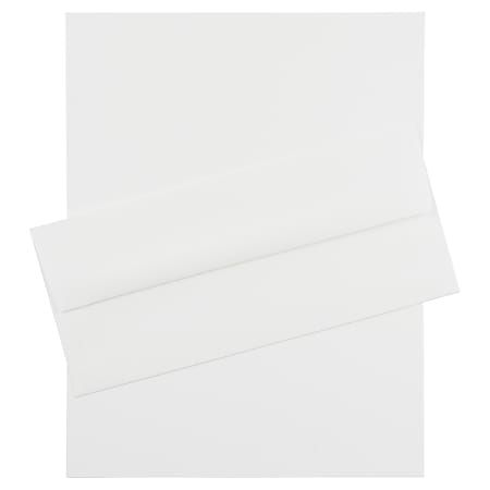 JAM Paper® Strathmore Stationery Set, 8 1/2" x 11", Bright White, Set Of 100 Sheets And 100 Envelopes