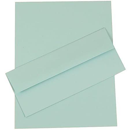 JAM Paper® Business Stationery Set, 8 1/2" x 11", Aqua, Set Of 50 Sheets And 50 Envelopes