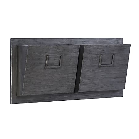 Linon Gadsden Industrial 2-Slot Horizontal Home Office Mailbox, 12-1/8"H x 28-1/4"W x 4"D, Gray