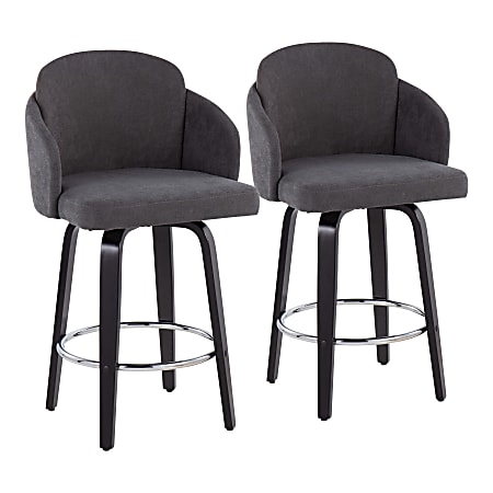 LumiSource Dahlia Counter Stools, Black/Gray, Set Of 2 Stools