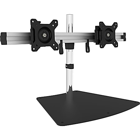 SIIG Easy-Adjust Dual Monitor Desk Stand - 13" to 27" - Up to 27" Screen Support - 35.20 lb Load Capacity - 10.9" Height x 29.9" Width x 16.1" Depth - Desktop - Aluminum - Black, Silver