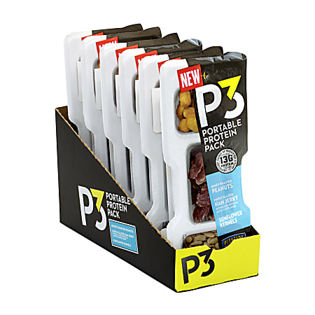 P3 Honey Roasted Peanuts, Maple Glazed Ham And Sunflower Kernels Portable Protein Packs, 1.8 Oz, Box Of 6 Packs