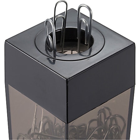OIC Magnetic Clip Dispenser Small 100 Clip Capacity BlackSmoke